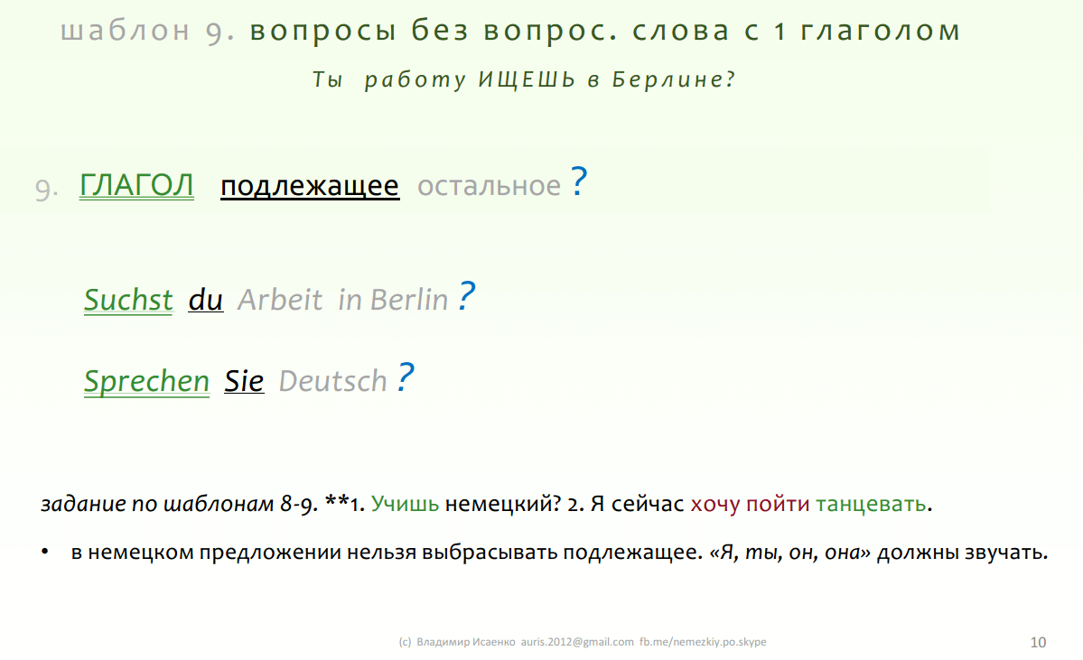 12 основных правил немецкого языка в таблицах